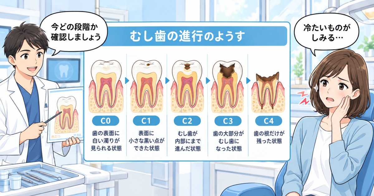 奥歯のしみる症状はむし歯のどの段階?C0〜C4の原因と治療法